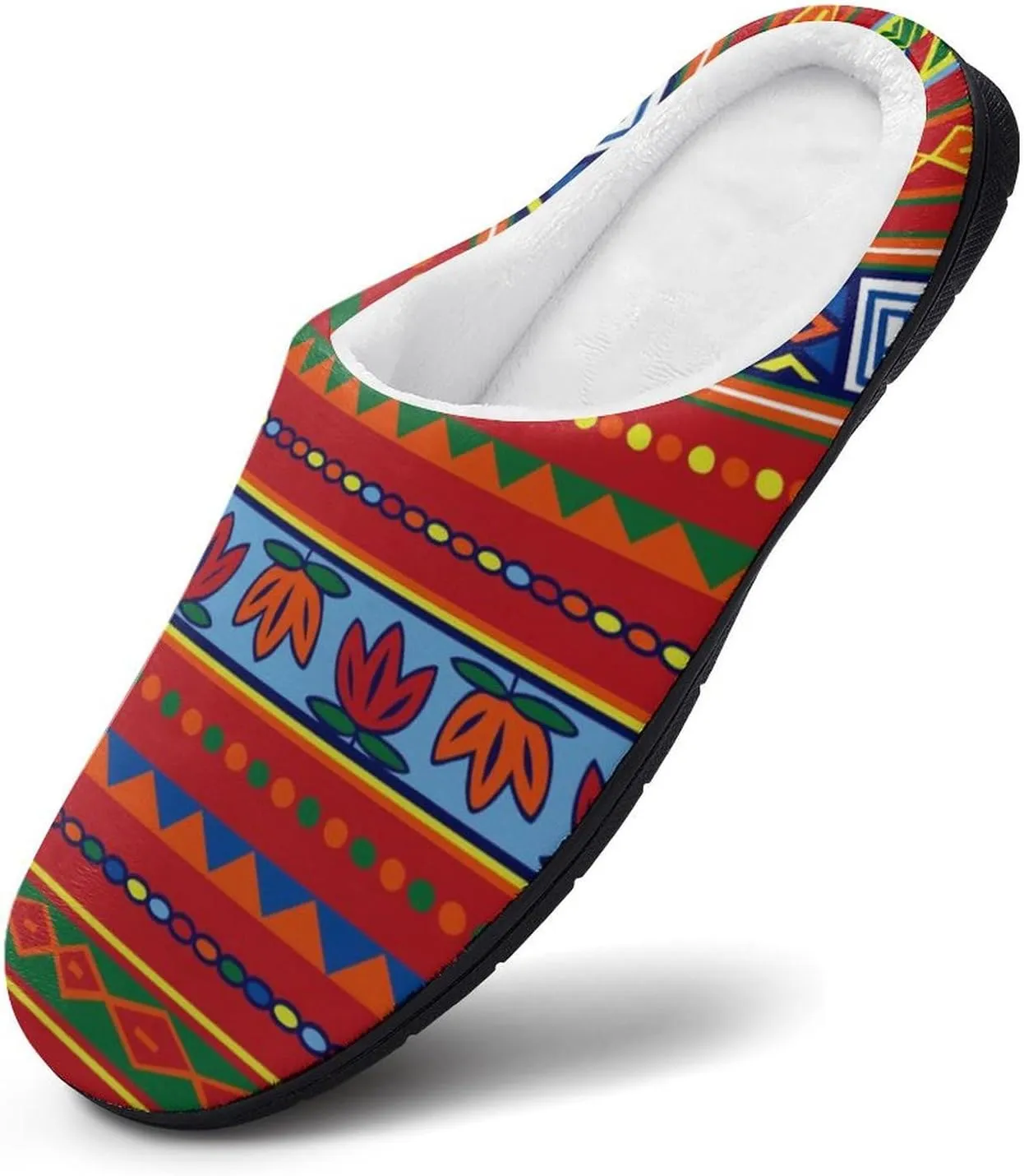 Royal Aztec Tribal Pattern Men's Cotton Slipper House Warm Shoes Adult Slip On Soft Memory Foam for Indoor Outdoor