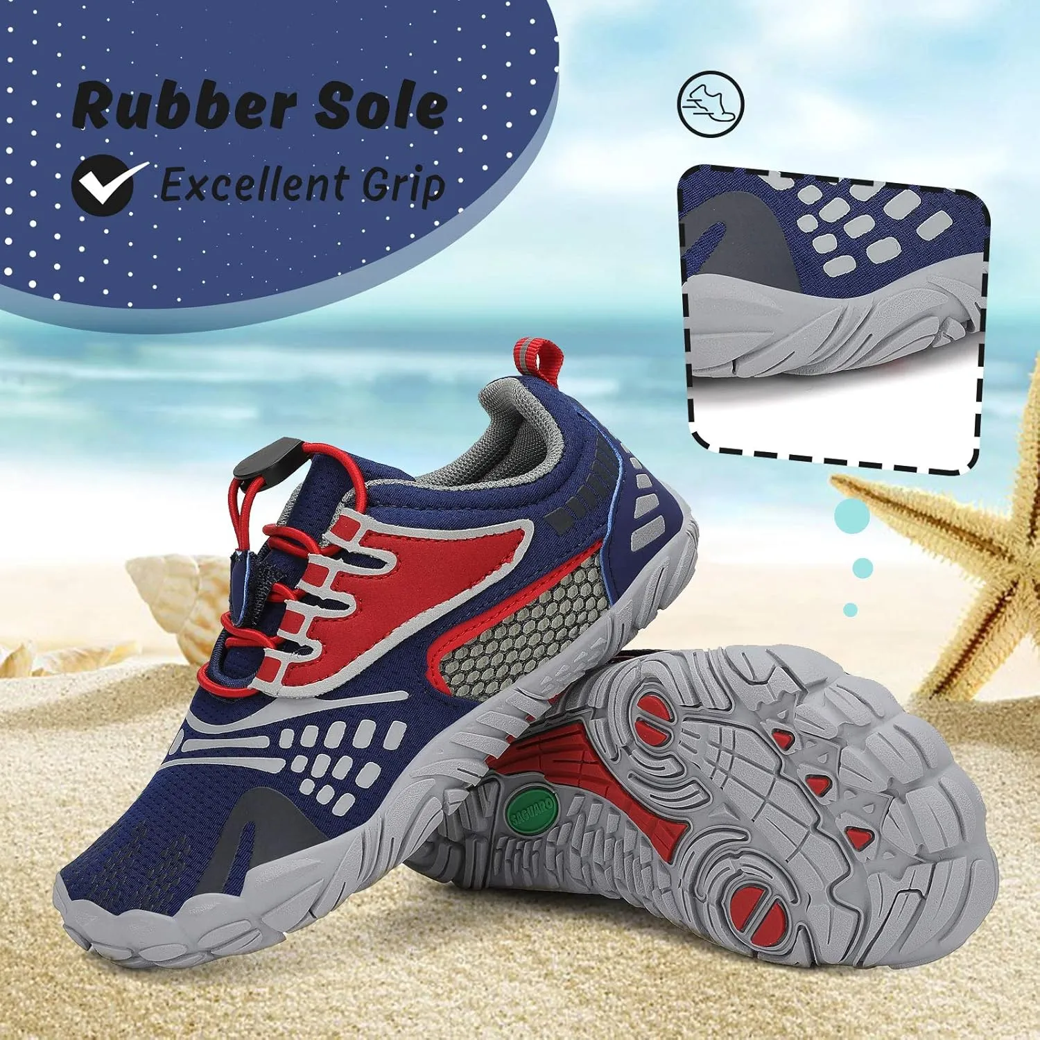 SAGUARO Kids' Barefoot Shoes Boys Girls Quick Dry Aqua Athletic Sneakers Lightweight Sport Footwear Toddler Water Shoes