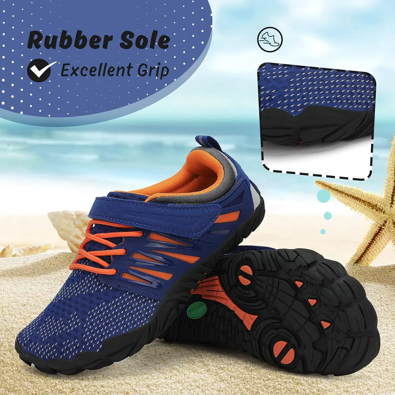 SAGUARO Kids' Barefoot Shoes Boys Girls Quick Dry Aqua Athletic Sneakers Lightweight Sport Footwear Toddler Water Shoes