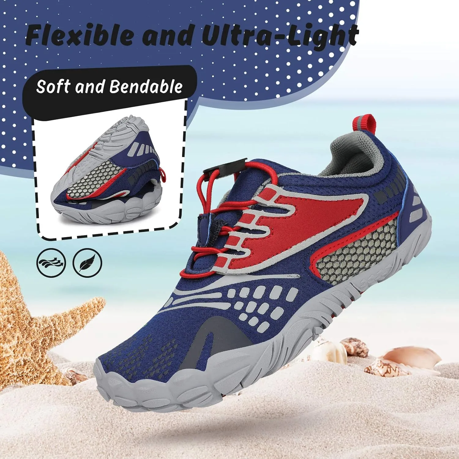 SAGUARO Kids' Barefoot Shoes Boys Girls Quick Dry Aqua Athletic Sneakers Lightweight Sport Footwear Toddler Water Shoes