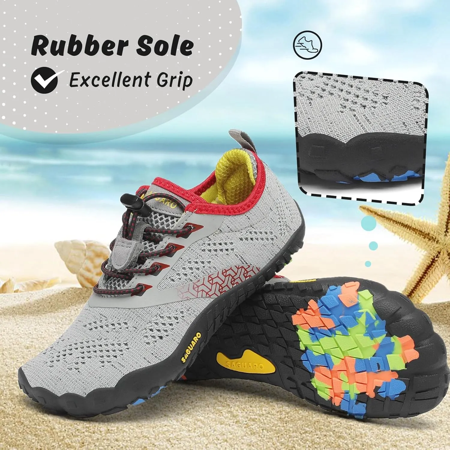 SAGUARO Kids' Barefoot Shoes Boys Girls Quick Dry Aqua Athletic Sneakers Lightweight Sport Footwear Toddler Water Shoes