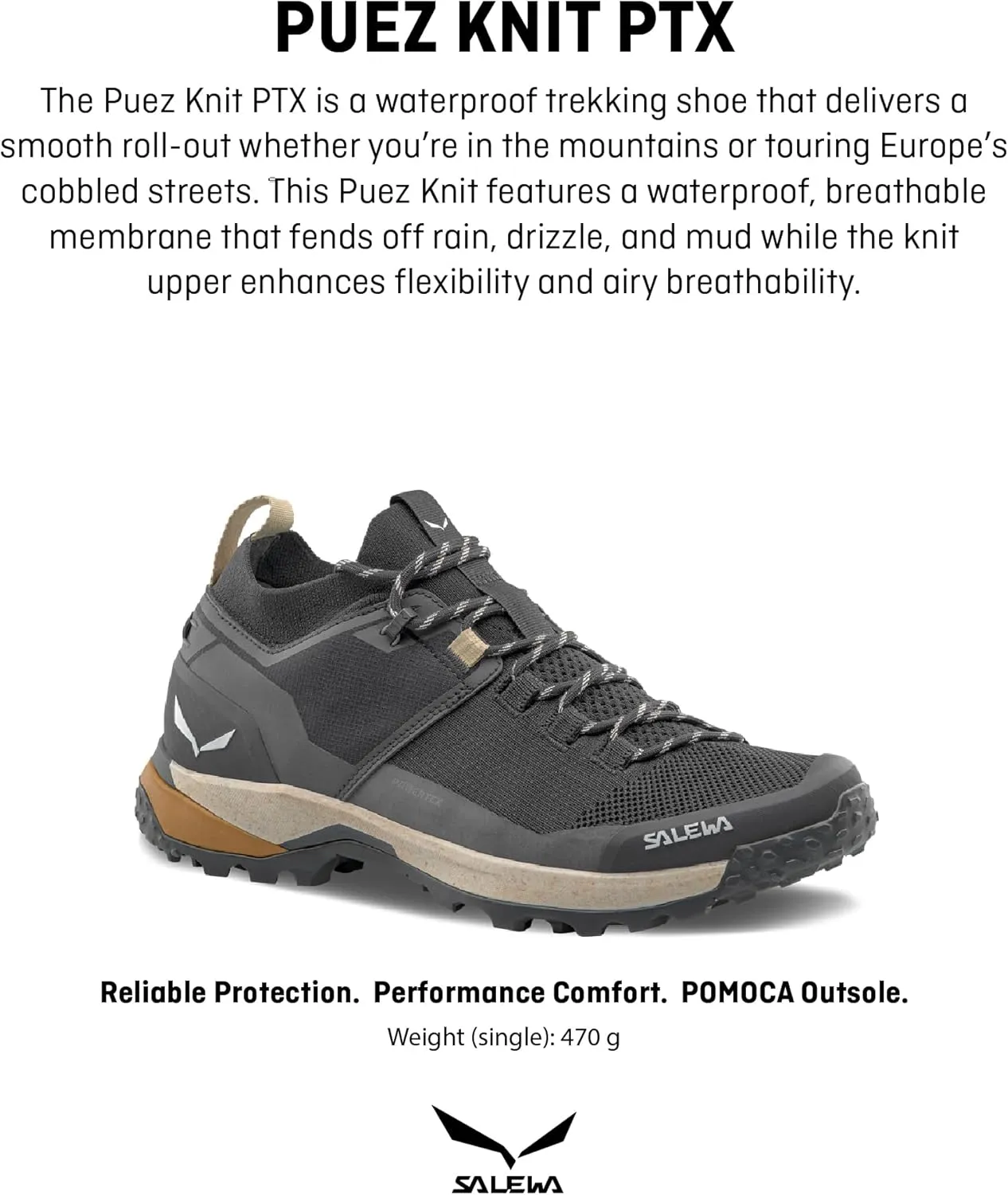 Salewa Men's Puez 2 Knit Powertex Shoes - Waterproof Trail Shoe for Hiking & Trekking