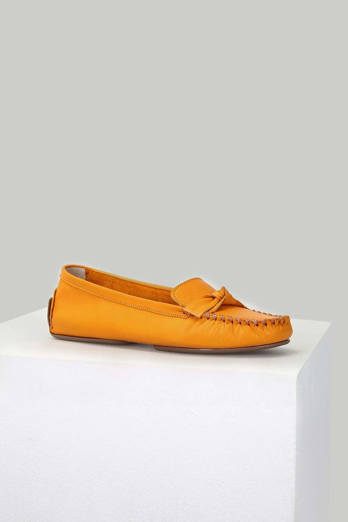 Sarı Kadın Deri Loafer