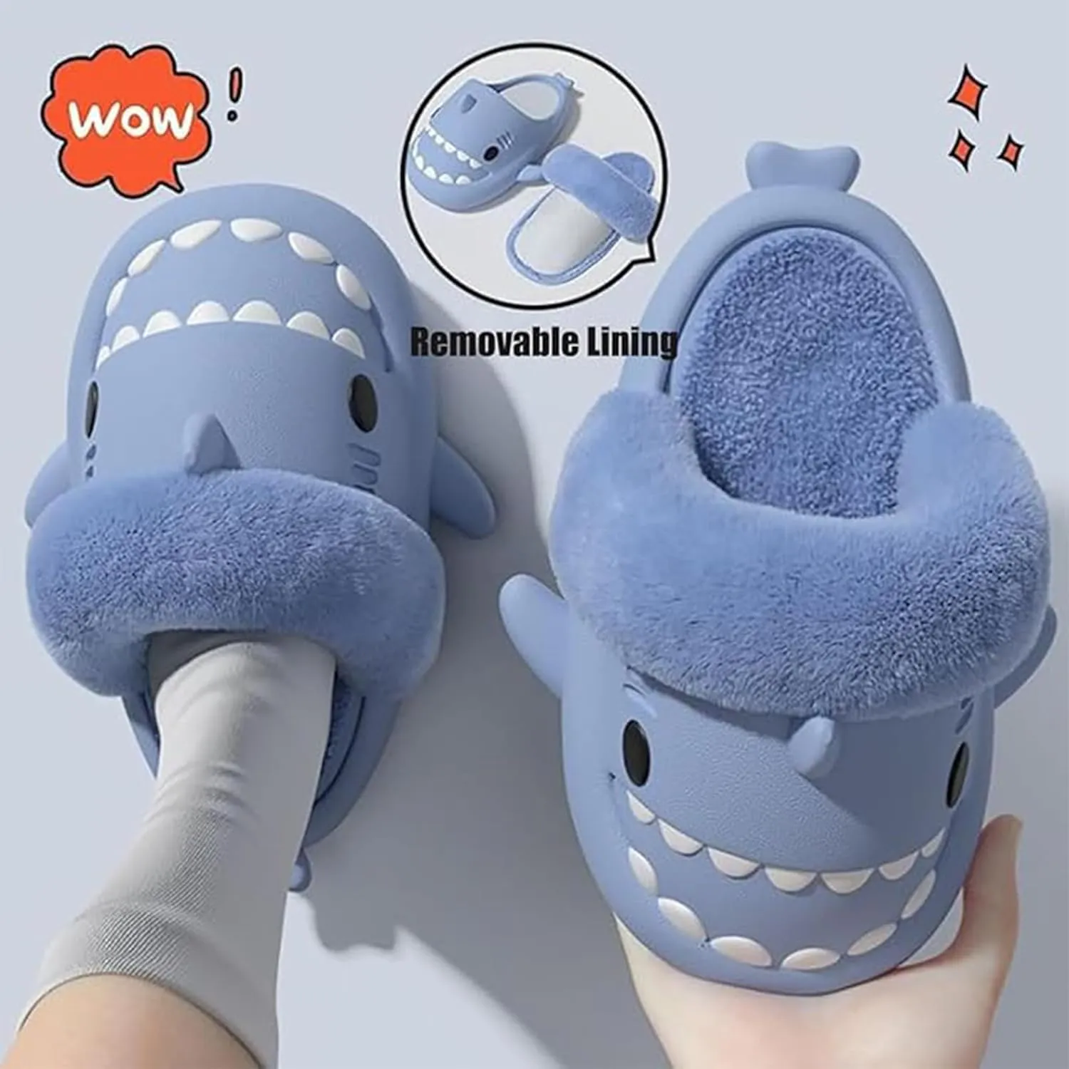 Sharklas Originals Winter, Shark Polar Slippers, Sharklas De Invierno, Shark Slippers Removable Plush Lining, Winter Warm Plush Comfy Non Slip Shark Slippers