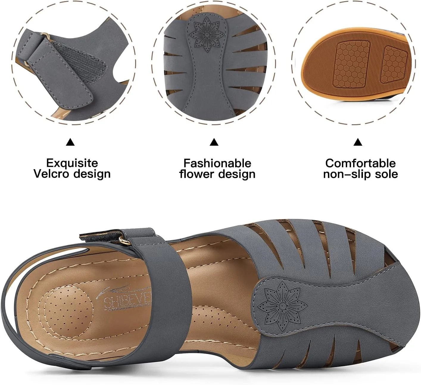 SHIBEVER Women Comfortable Flat Sandals: Dressy Summer Sandal - Closed Toe Fisherman Sandals