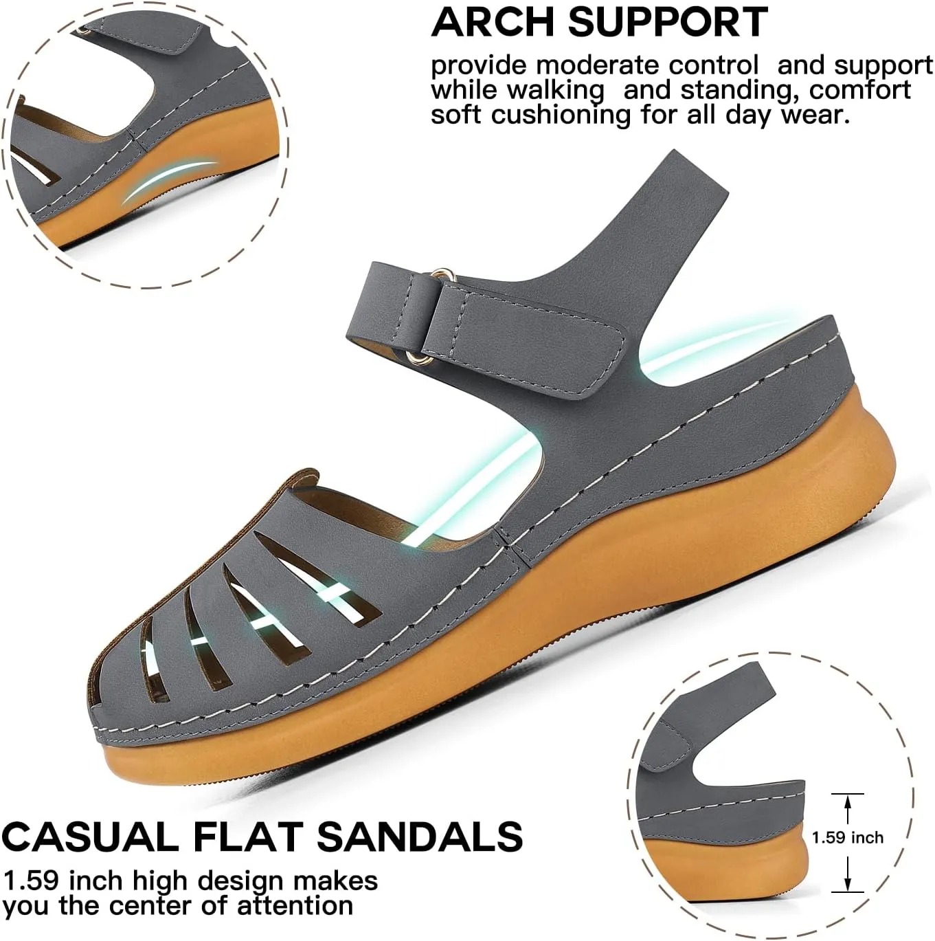 SHIBEVER Women Comfortable Flat Sandals: Dressy Summer Sandal - Closed Toe Fisherman Sandals