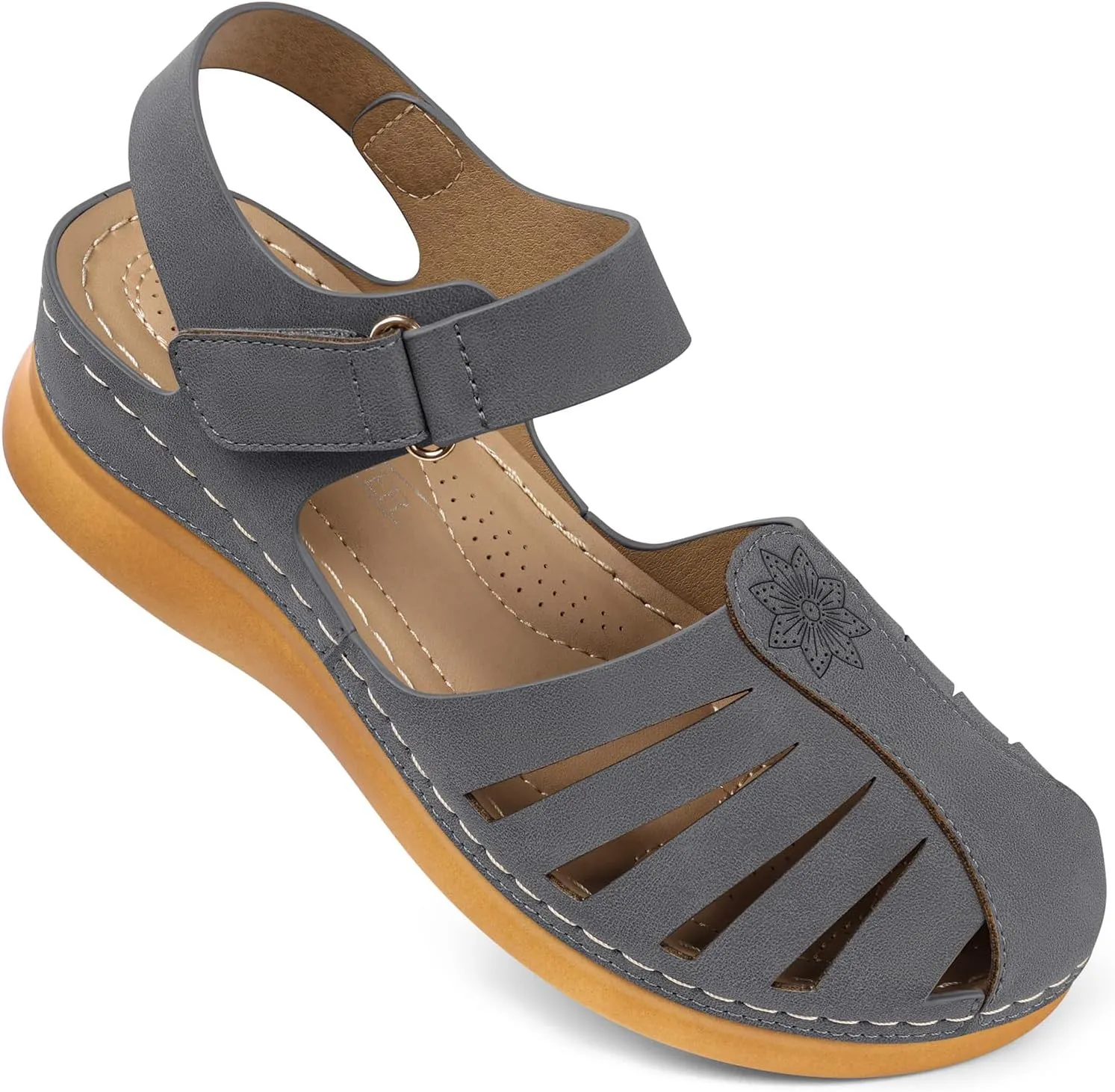 SHIBEVER Women Comfortable Flat Sandals: Dressy Summer Sandal - Closed Toe Fisherman Sandals