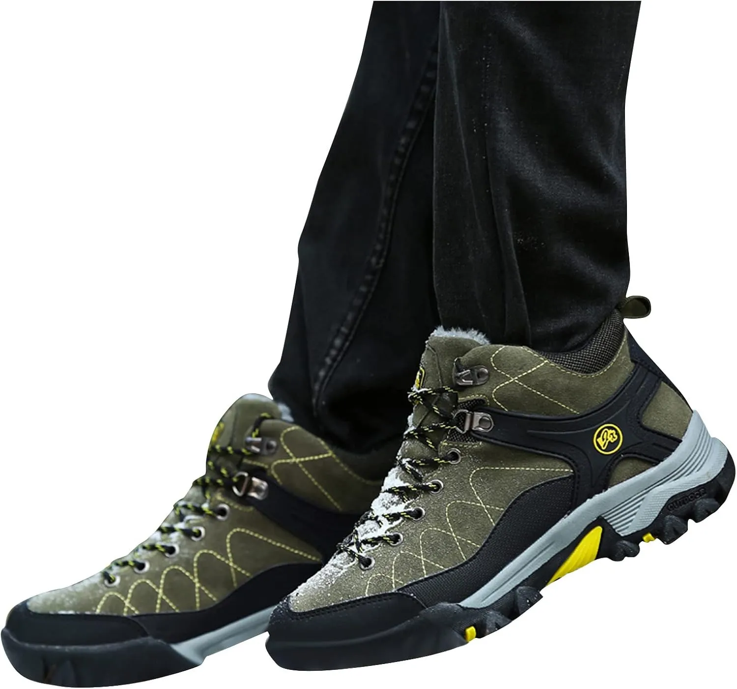 Shije Men's Snow Boots Hiking Warm Ankle Lace-up Shoe Winter Mountain Climbing Trekking Boots Non-Slip Fashion Booties for Outdoor