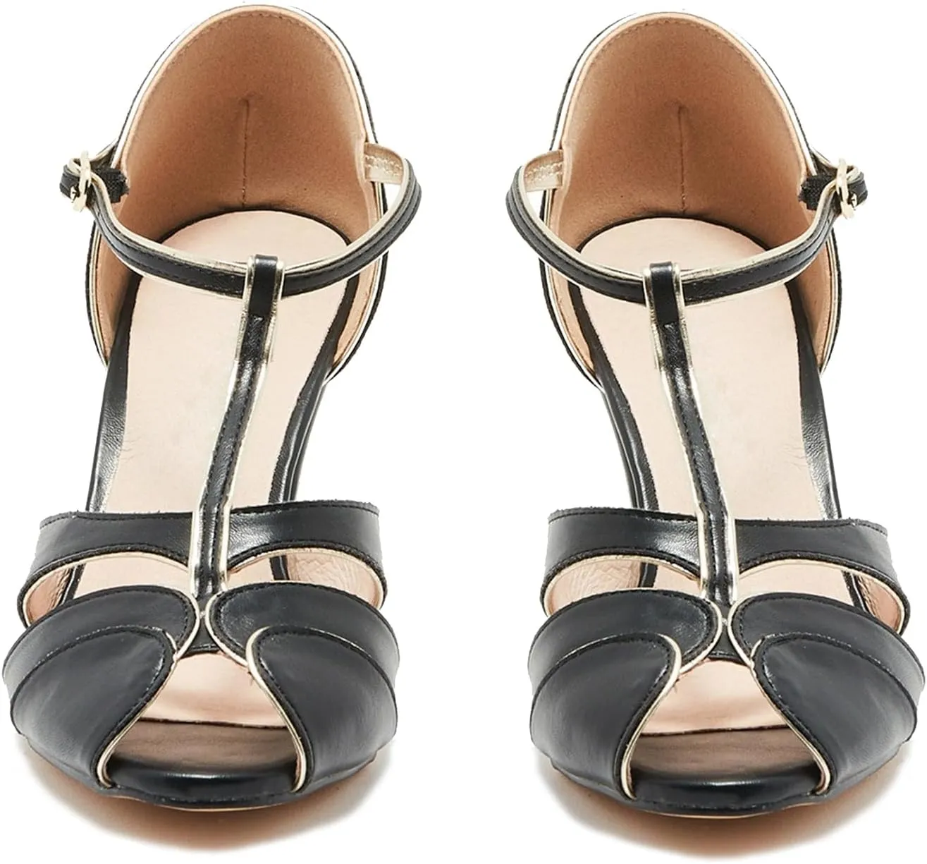 SHODENSE Women Round Open Toe Heeled Sandals Ankle T-Strap Kitten Heel Pumps Cut Out 2" Low Chunky Heel Sandal Shoes Dressy Strappy Buckle Mary Jane Heels Retro Elegant Wedding 4-11 M US