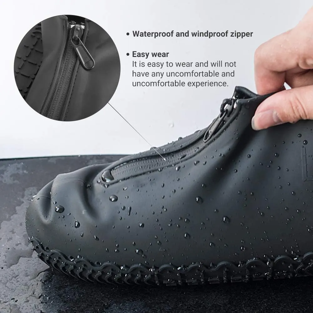 Shoe Covers Waterproof Reusable Foldable Not-Slip Rain Shoe Covers with Zipper,Shoe Protectors Overshoes Rain Galoshes for Kids Men and Women