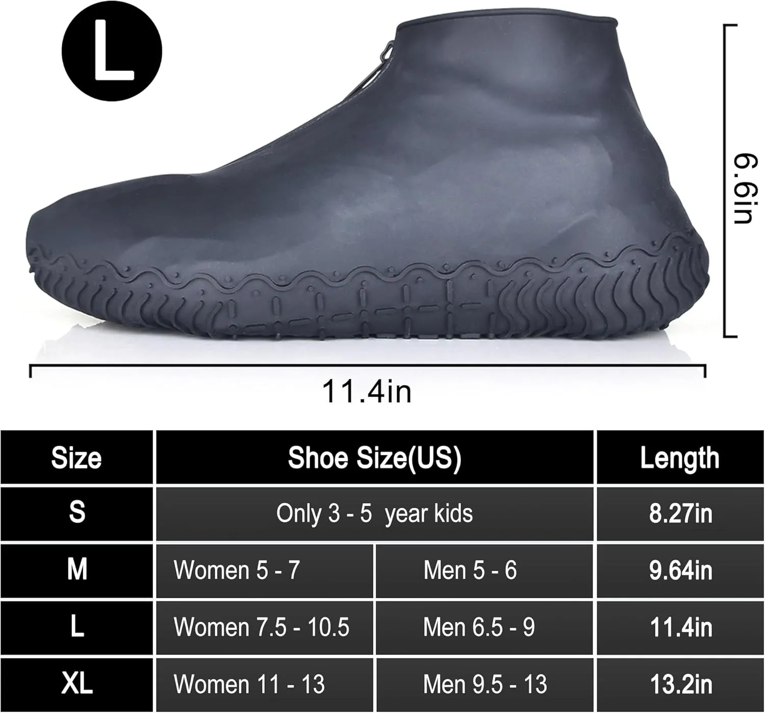 Shoe Covers Waterproof Reusable Foldable Not-Slip Rain Shoe Covers with Zipper,Shoe Protectors Overshoes Rain Galoshes for Kids Men and Women