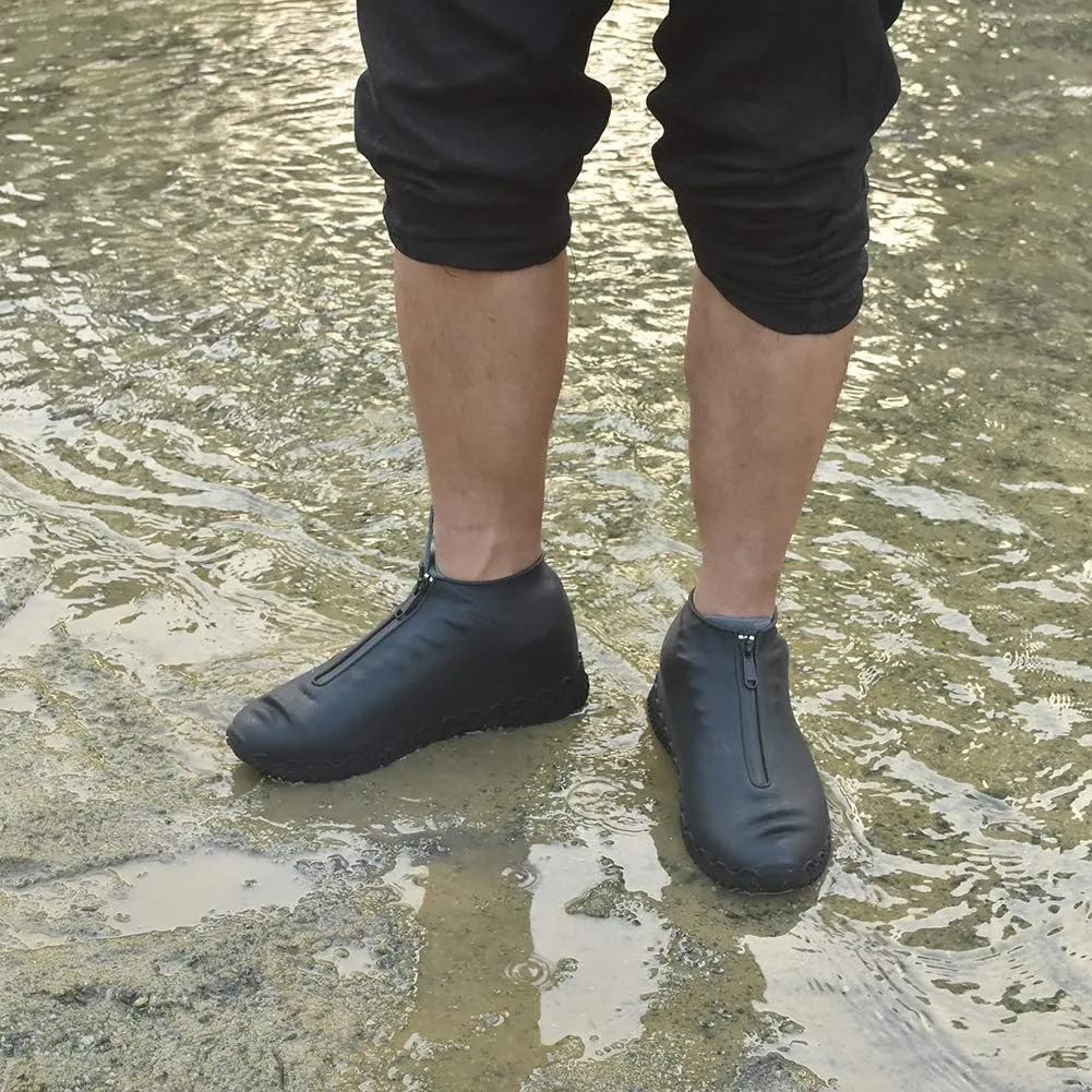 Shoe Covers Waterproof Reusable Foldable Not-Slip Rain Shoe Covers with Zipper,Shoe Protectors Overshoes Rain Galoshes for Kids Men and Women