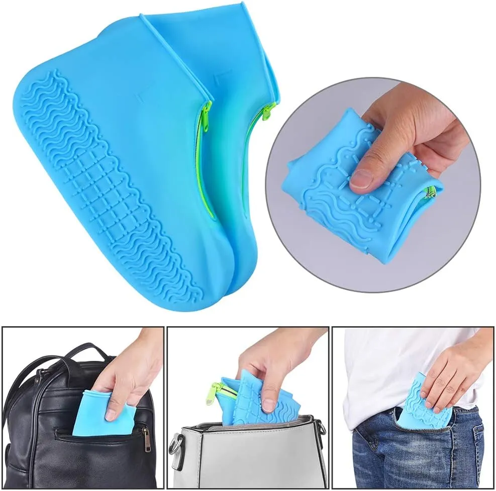 Shoe Covers Waterproof Reusable Foldable Not-Slip Rain Shoe Covers with Zipper,Shoe Protectors Overshoes Rain Galoshes for Kids Men and Women