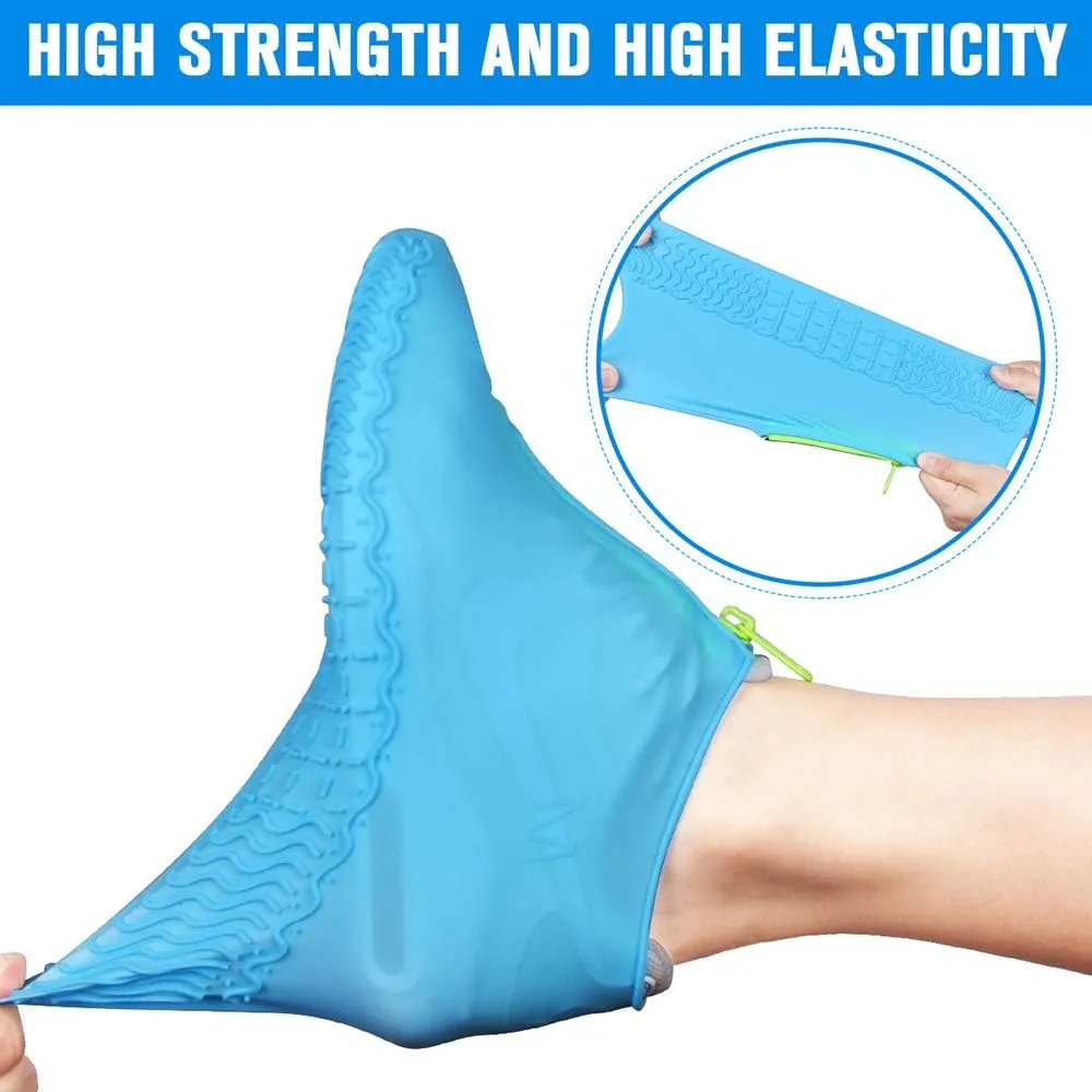 Shoe Covers Waterproof Reusable Foldable Not-Slip Rain Shoe Covers with Zipper,Shoe Protectors Overshoes Rain Galoshes for Kids Men and Women