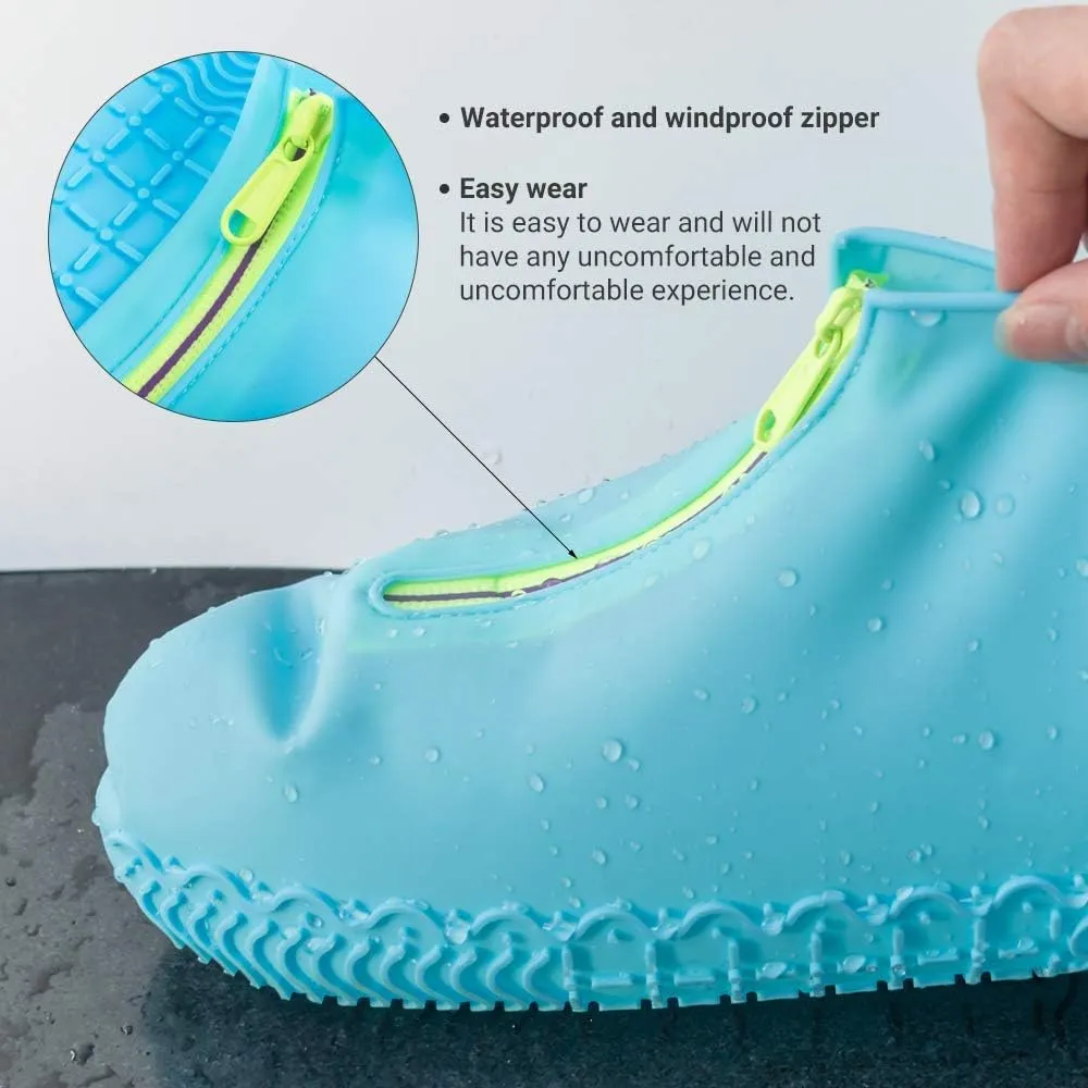Shoe Covers Waterproof Reusable Foldable Not-Slip Rain Shoe Covers with Zipper,Shoe Protectors Overshoes Rain Galoshes for Kids Men and Women