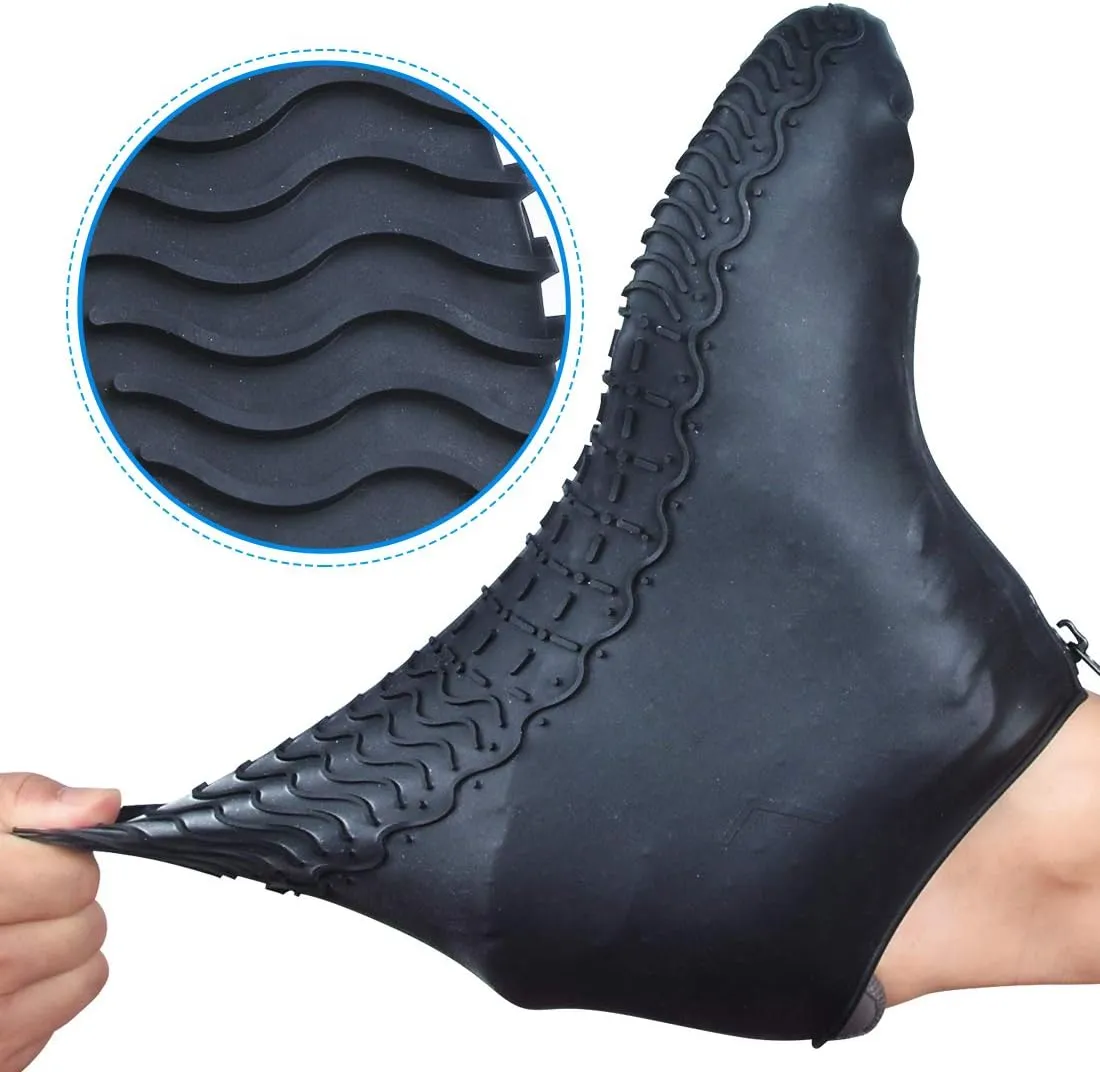 Shoe Covers Waterproof Reusable Foldable Not-Slip Rain Shoe Covers with Zipper,Shoe Protectors Overshoes Rain Galoshes for Kids Men and Women