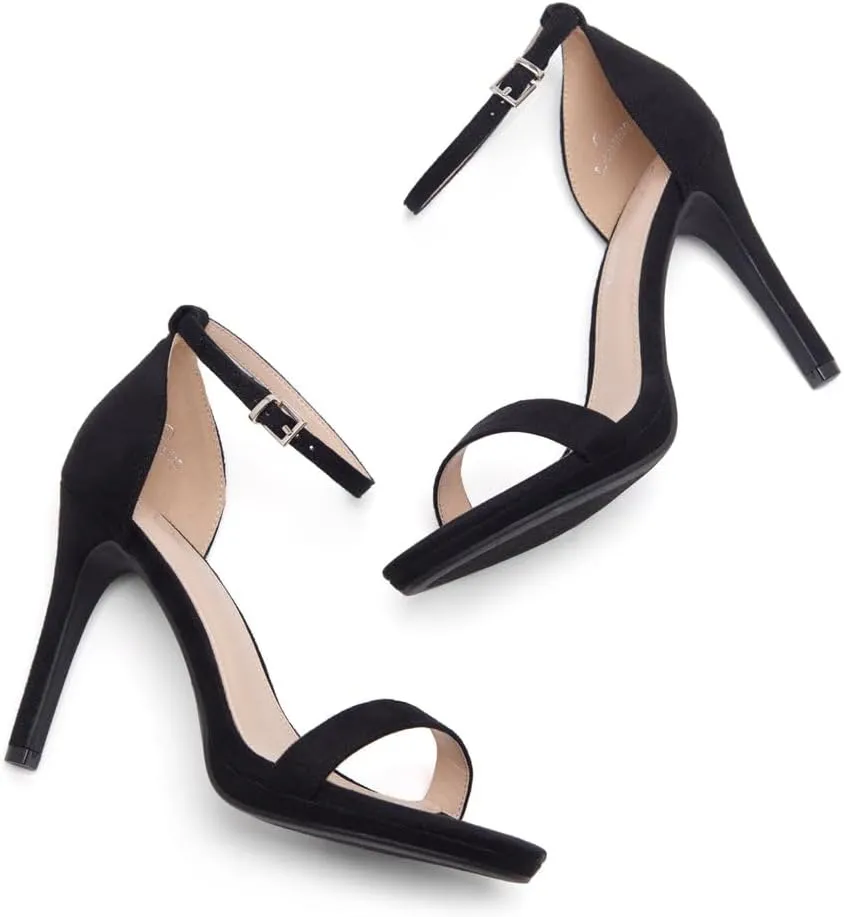 Shoe Land SL-Lovering Women's High Heels Ankle Strap Stilettos, Round Open Toe Strappy Dressy Heeled Sandals – Sexy Heels for Prom Wedding Party and Bridal