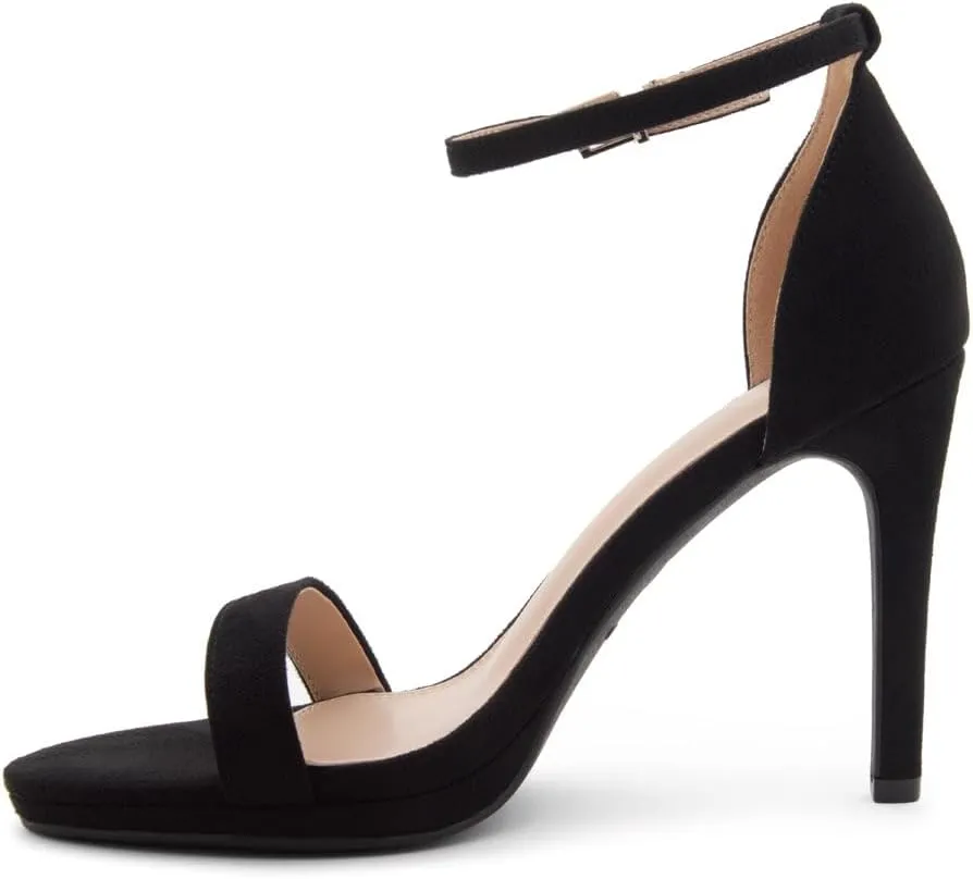 Shoe Land SL-Lovering Women's High Heels Ankle Strap Stilettos, Round Open Toe Strappy Dressy Heeled Sandals – Sexy Heels for Prom Wedding Party and Bridal