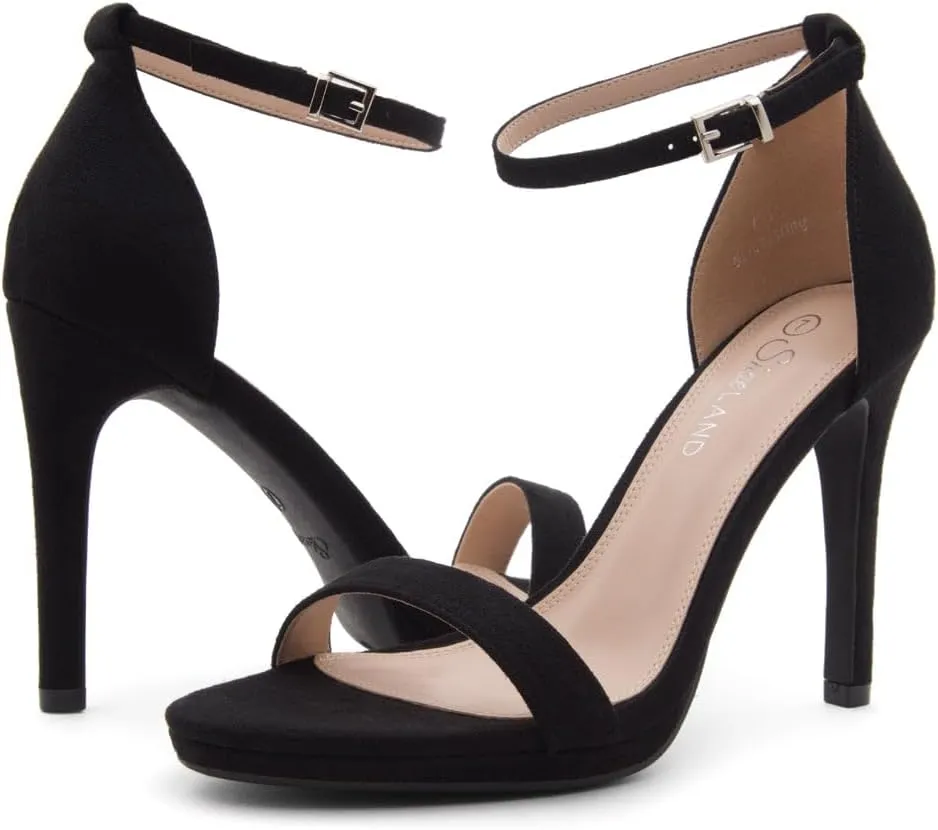 Shoe Land SL-Lovering Women's High Heels Ankle Strap Stilettos, Round Open Toe Strappy Dressy Heeled Sandals – Sexy Heels for Prom Wedding Party and Bridal