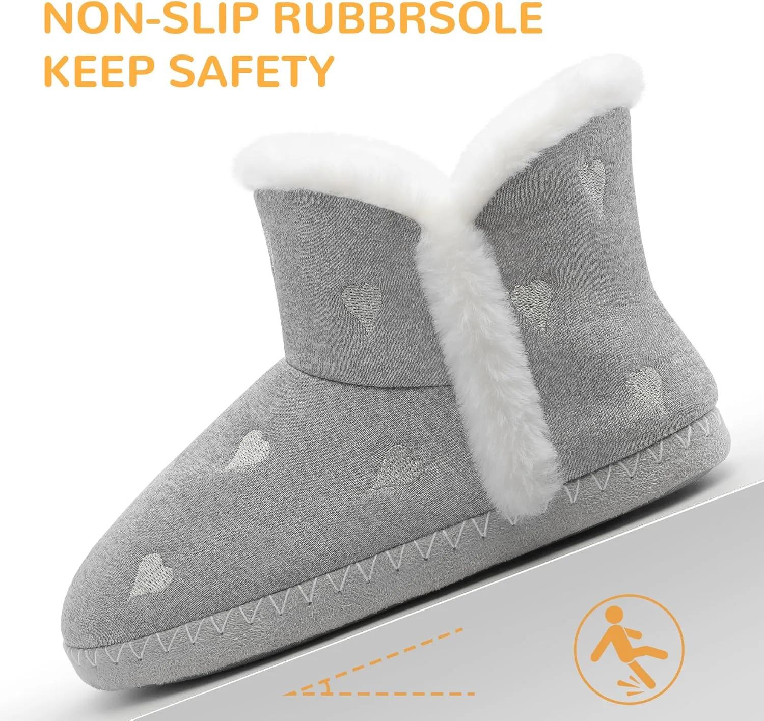 shoeslocker Women's Bootie Slippers Fuzzy Winter Ankle Boots Slippers Warm House Shoes Outdoor Indoor with Plush Fur Lining