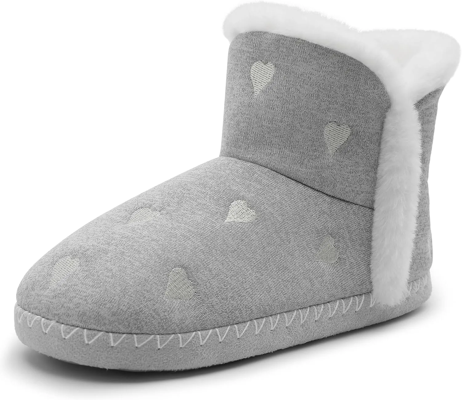 shoeslocker Women's Bootie Slippers Fuzzy Winter Ankle Boots Slippers Warm House Shoes Outdoor Indoor with Plush Fur Lining