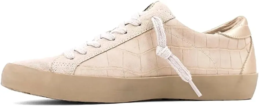 Shu Shop Womens Paula Croc Print Lace Up Sneakers Shoes Casual - Beige