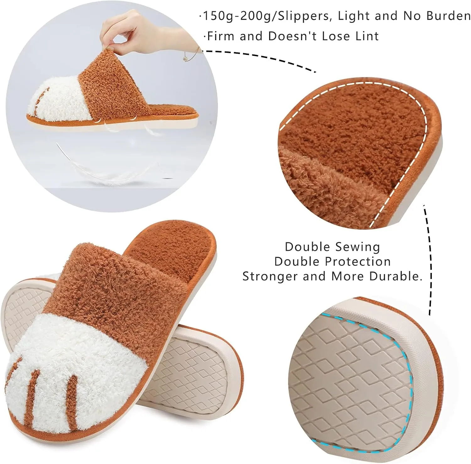 SINNO Cute Animal Slippers for Women Indoor Outdoor Memory Foam House Slipper Soft Warm Cozy Fuzzy Bedroom Non-Slip Shoes Christmas Gift ladies