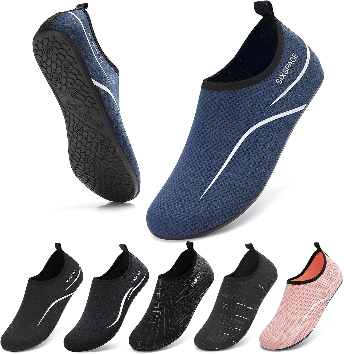 Sixspace Water Shoes for Women Men Aqua Socks Swim Shower Beach Barefoot Pool Quick-Dry Non Slip Lake Surf
