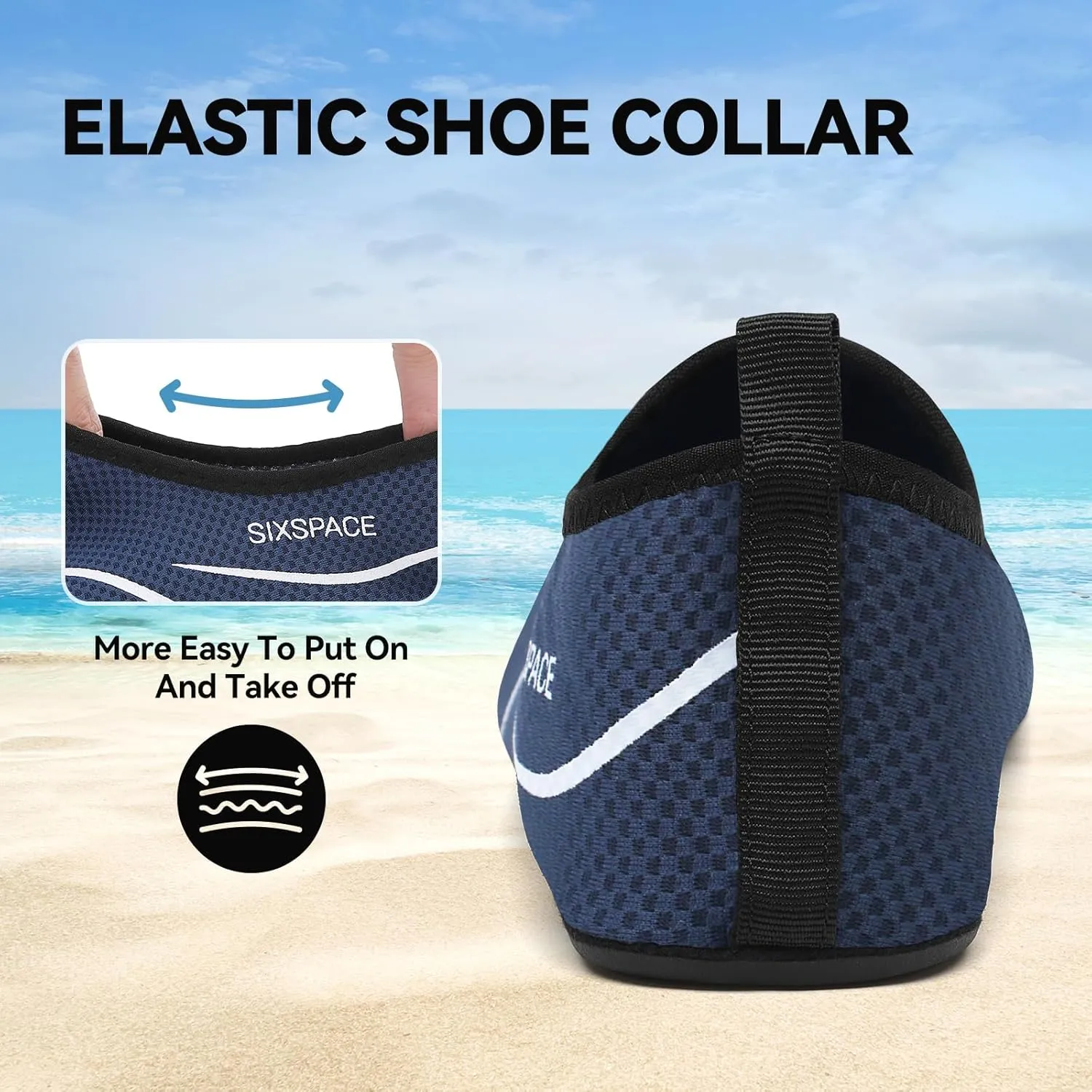 Sixspace Water Shoes for Women Men Aqua Socks Swim Shower Beach Barefoot Pool Quick-Dry Non Slip Lake Surf