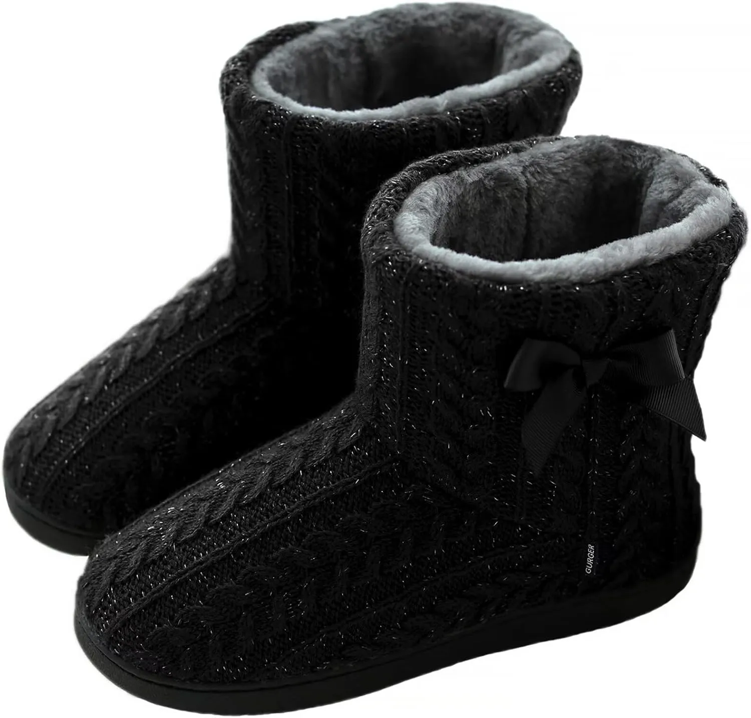 Slipper Boots Women Knit Plush Lining Winter House Shoes Memory Foam Indoor Outdoor