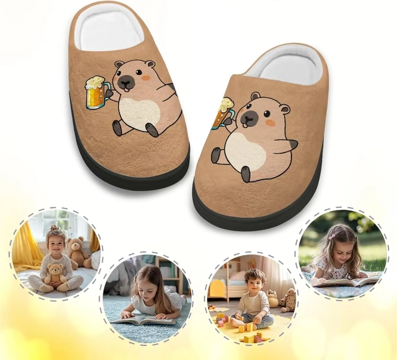 Slippers for Kids Anti-slip House Slippers Warm Plush Slippers Cozy Bedroom Slippers