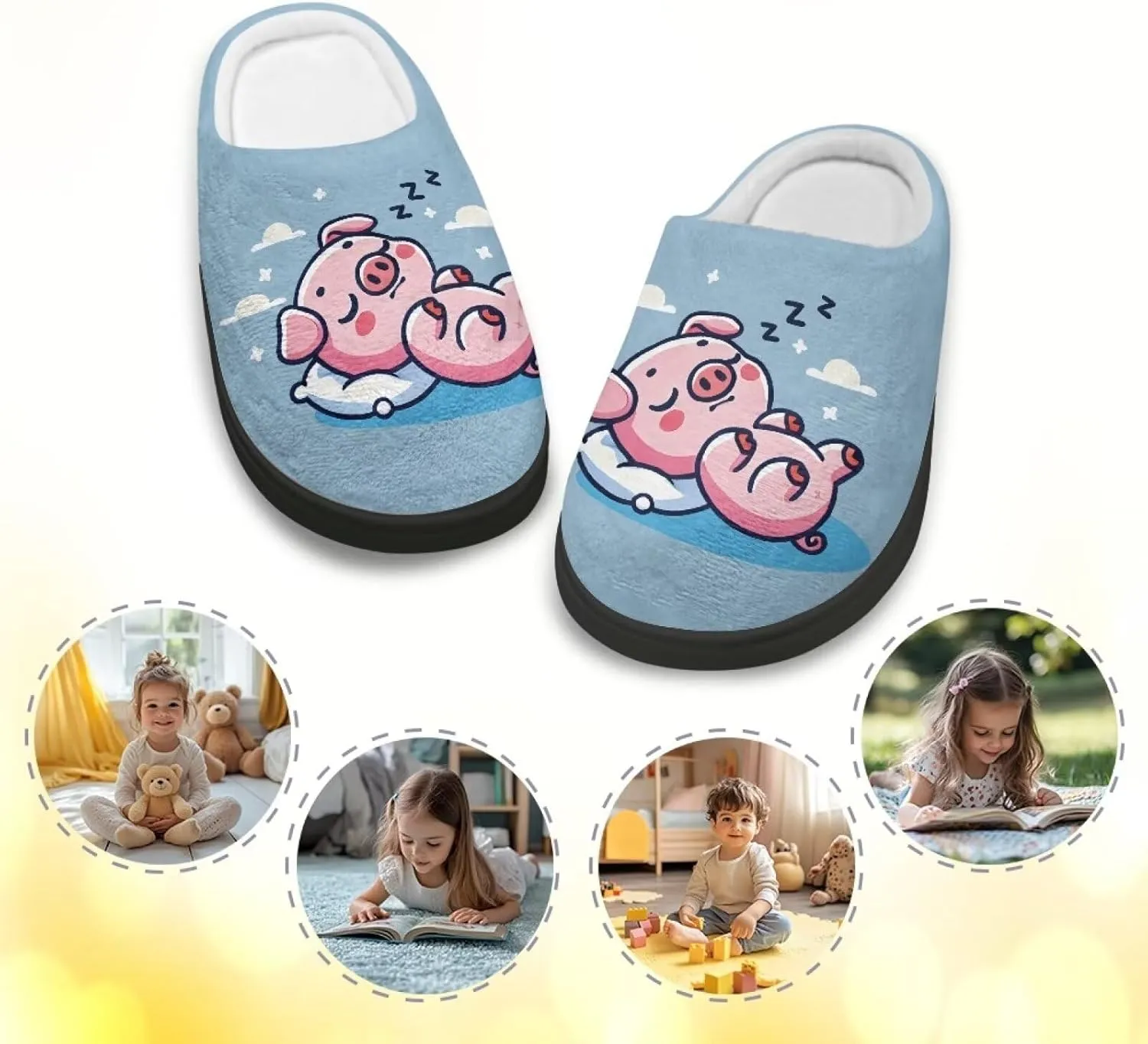 Slippers for Kids Anti-slip House Slippers Warm Plush Slippers Winter Bedroom Slippers