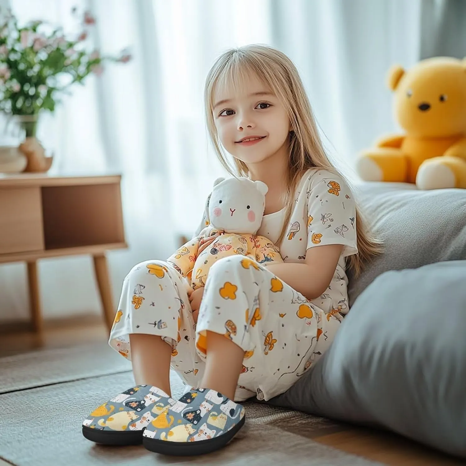 Slippers for Kids Anti-slip House Slippers Warm Plush Slippers Winter Bedroom Slippers