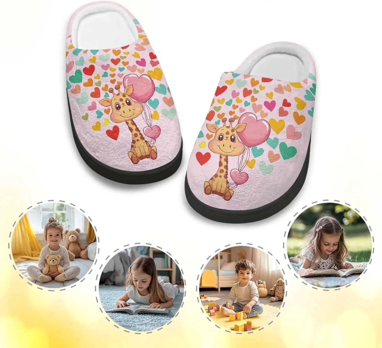 Slippers for Kids Anti-slip House Slippers Warm Plush Slippers Winter Bedroom Slippers