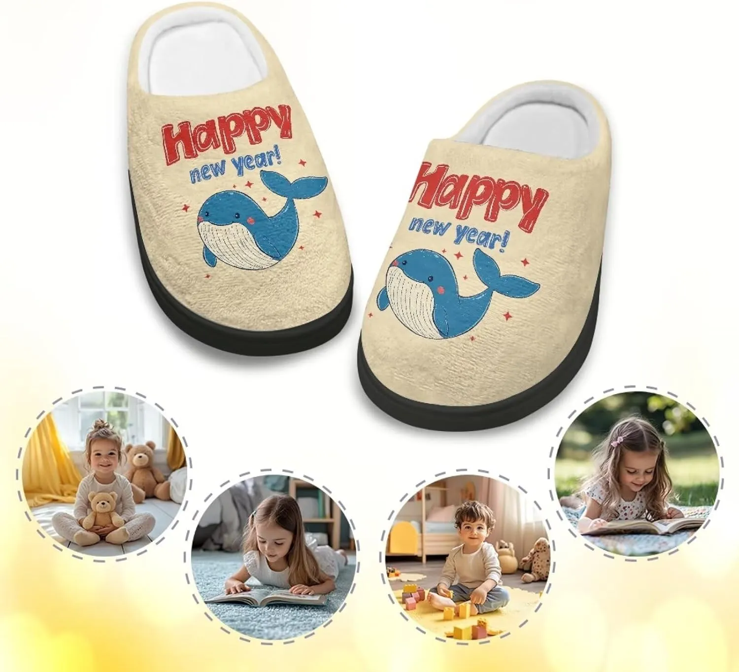 Slippers for Kids Anti-slip House Slippers Warm Plush Slippers Winter Bedroom Slippers