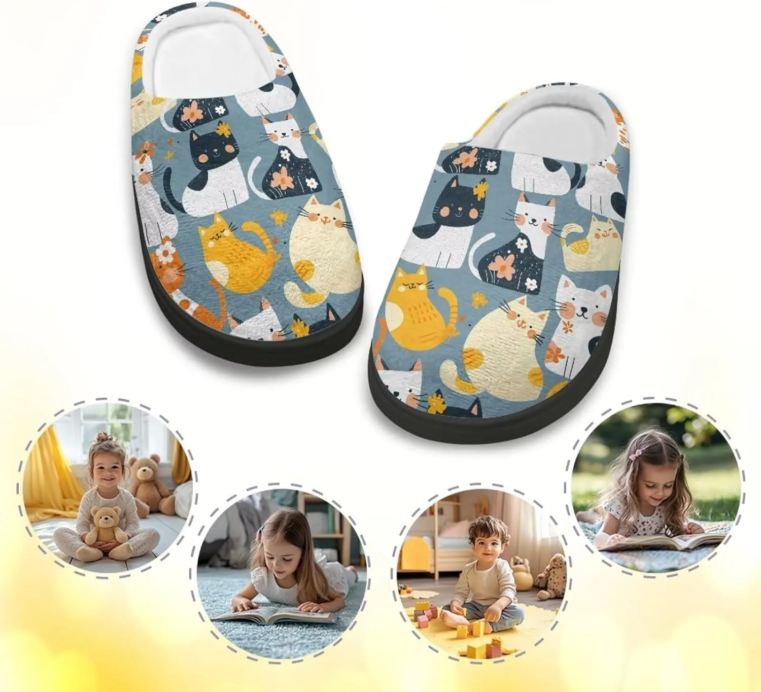 Slippers for Kids Anti-slip House Slippers Warm Plush Slippers Winter Bedroom Slippers