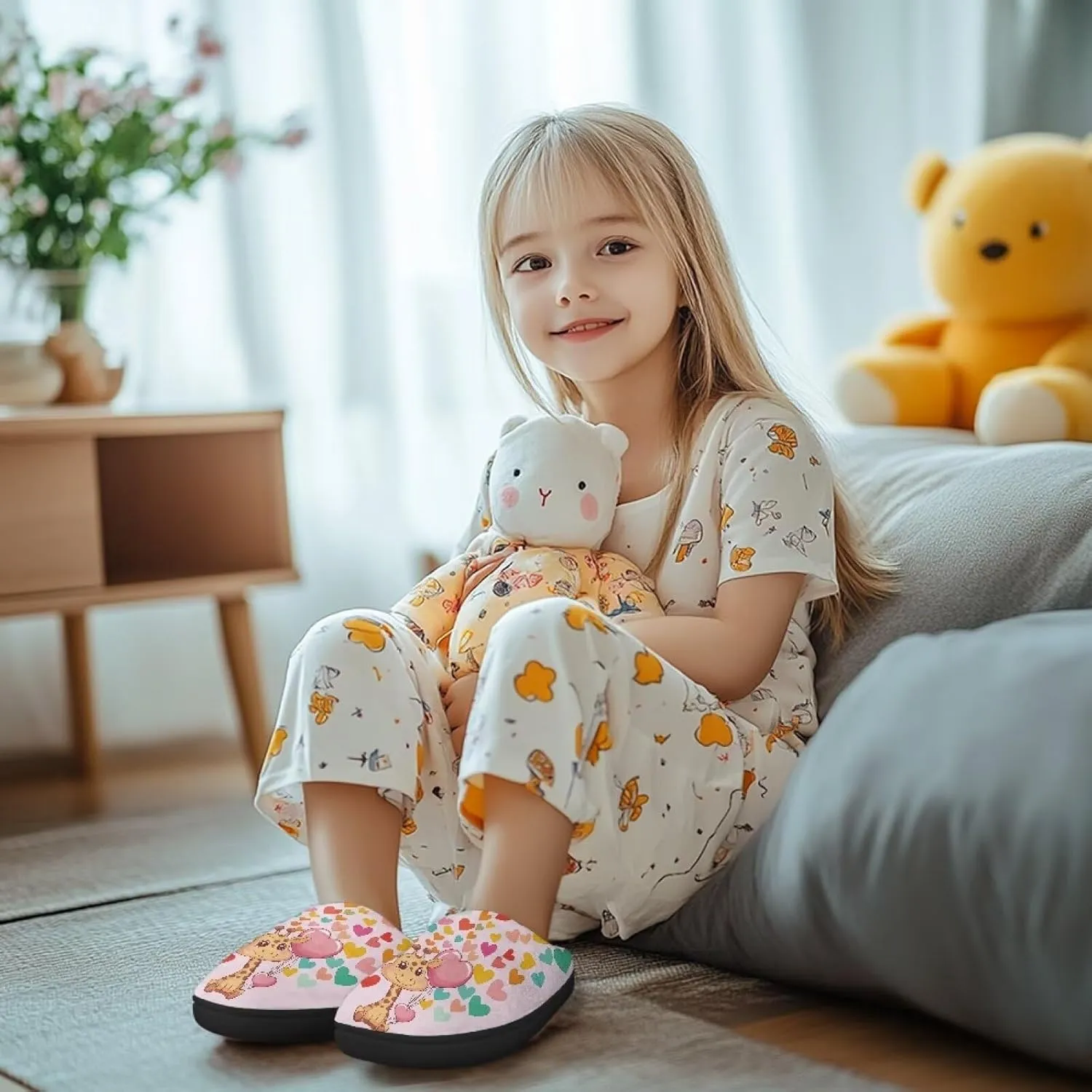 Slippers for Kids Anti-slip House Slippers Warm Plush Slippers Winter Bedroom Slippers