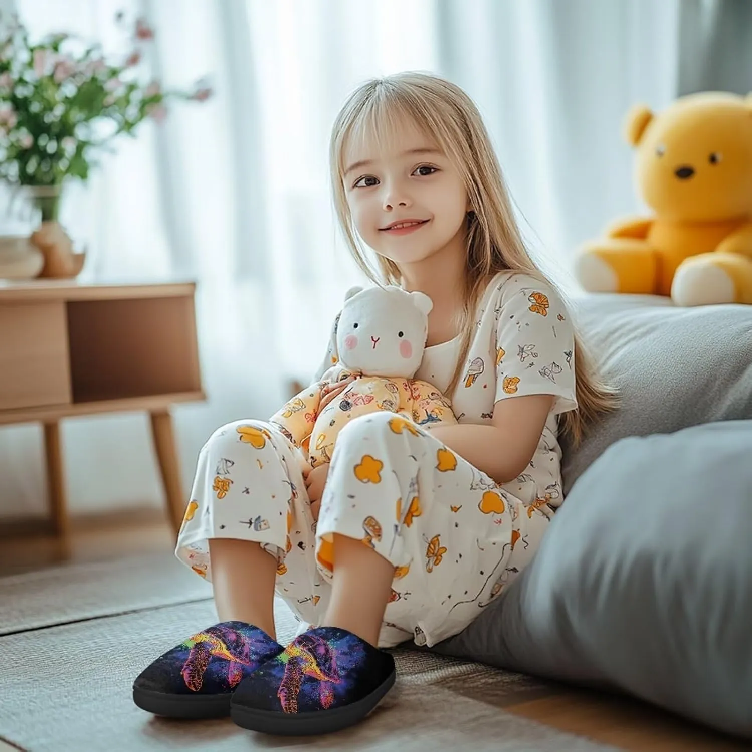 Slippers for Kids Anti-slip Plush Slippers Warm House Shoes Winter Bedroom Slippers