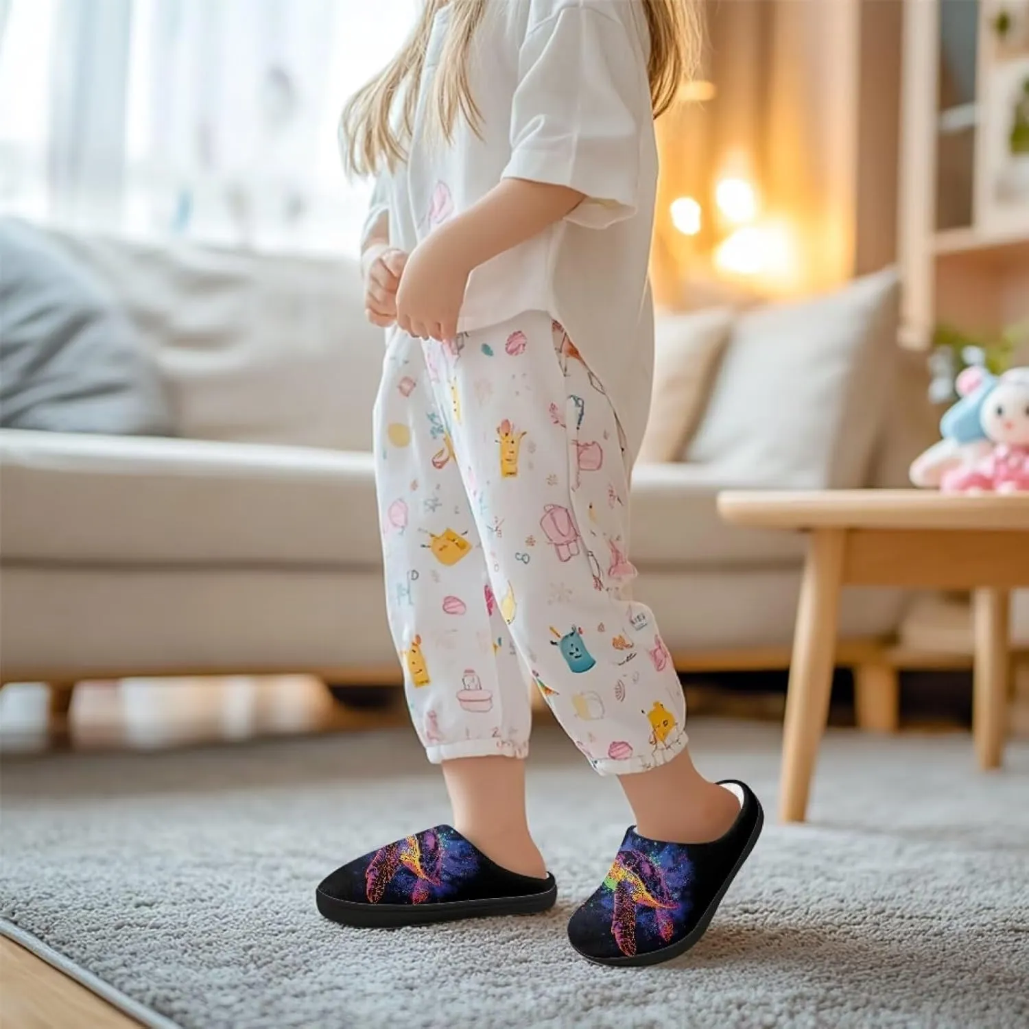 Slippers for Kids Anti-slip Plush Slippers Warm House Shoes Winter Bedroom Slippers