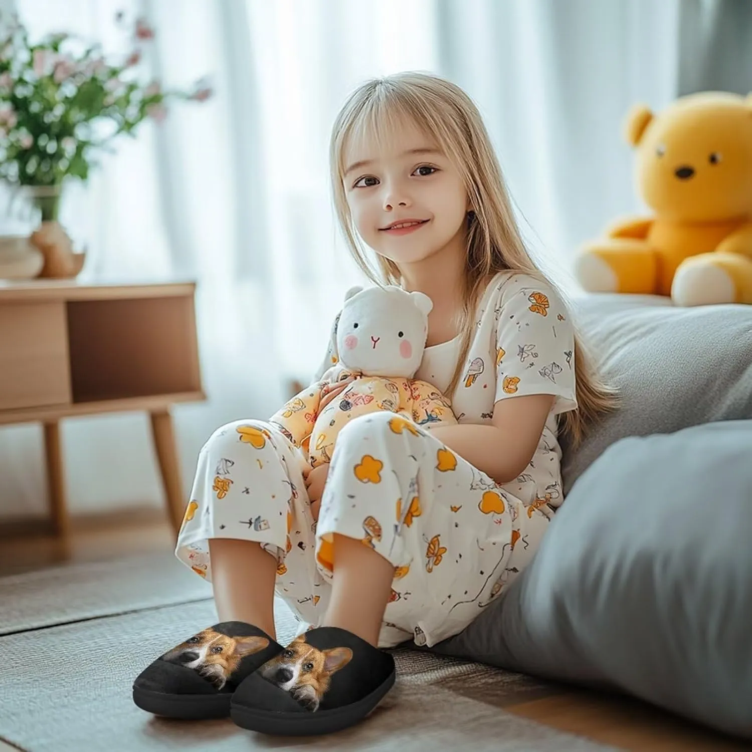 Slippers for Kids Anti-slip Plush Slippers Warm House Shoes Winter Bedroom Slippers
