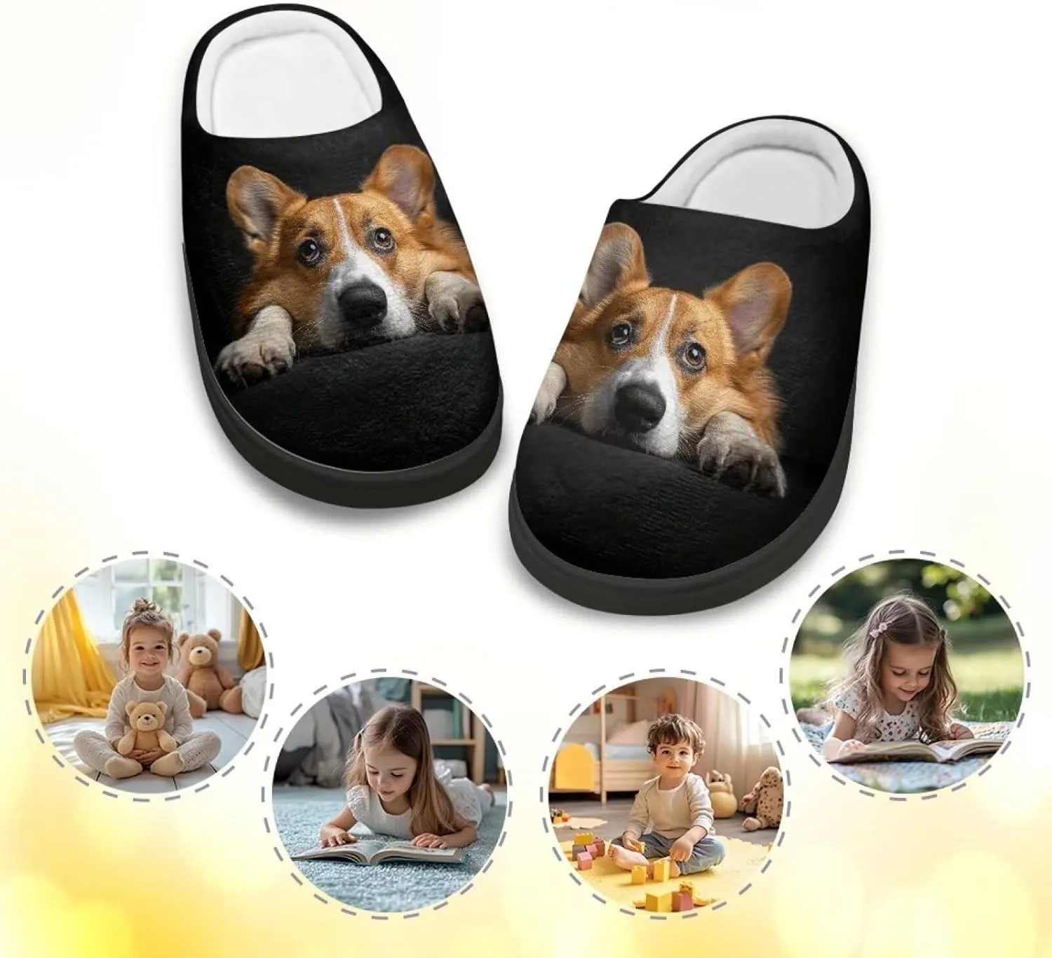 Slippers for Kids Anti-slip Plush Slippers Warm House Shoes Winter Bedroom Slippers