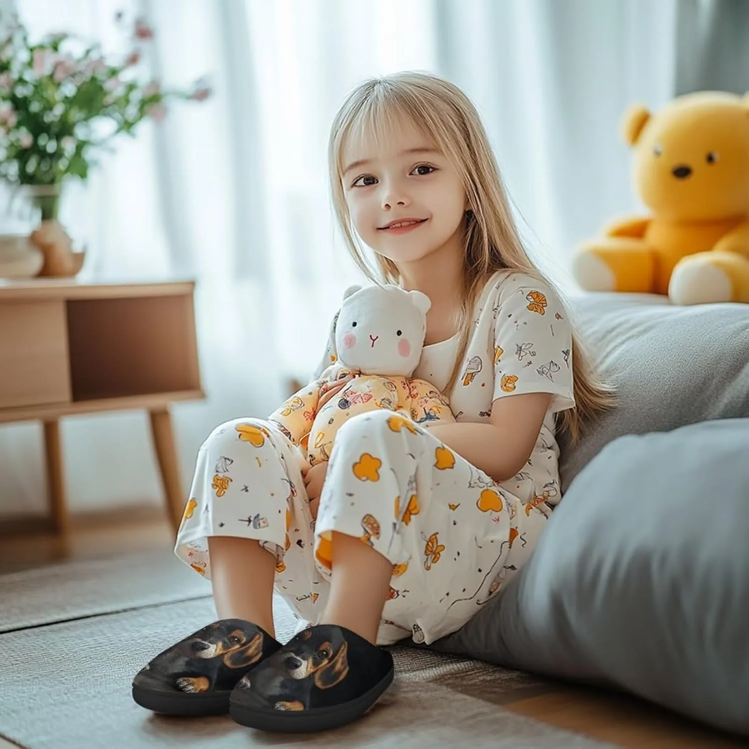 Slippers for Kids Warm Plush Slippers Non Slip House Slippers Winter Cozy Bedroom Slippers