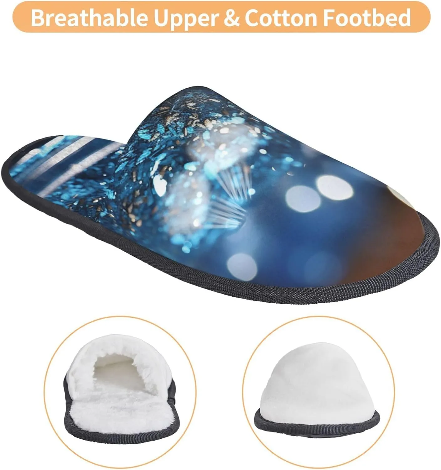 Slippers for Women Men Fuzzy House Slippers Blue Powder Plush Shoes Non-slip Memory Foam Slippers