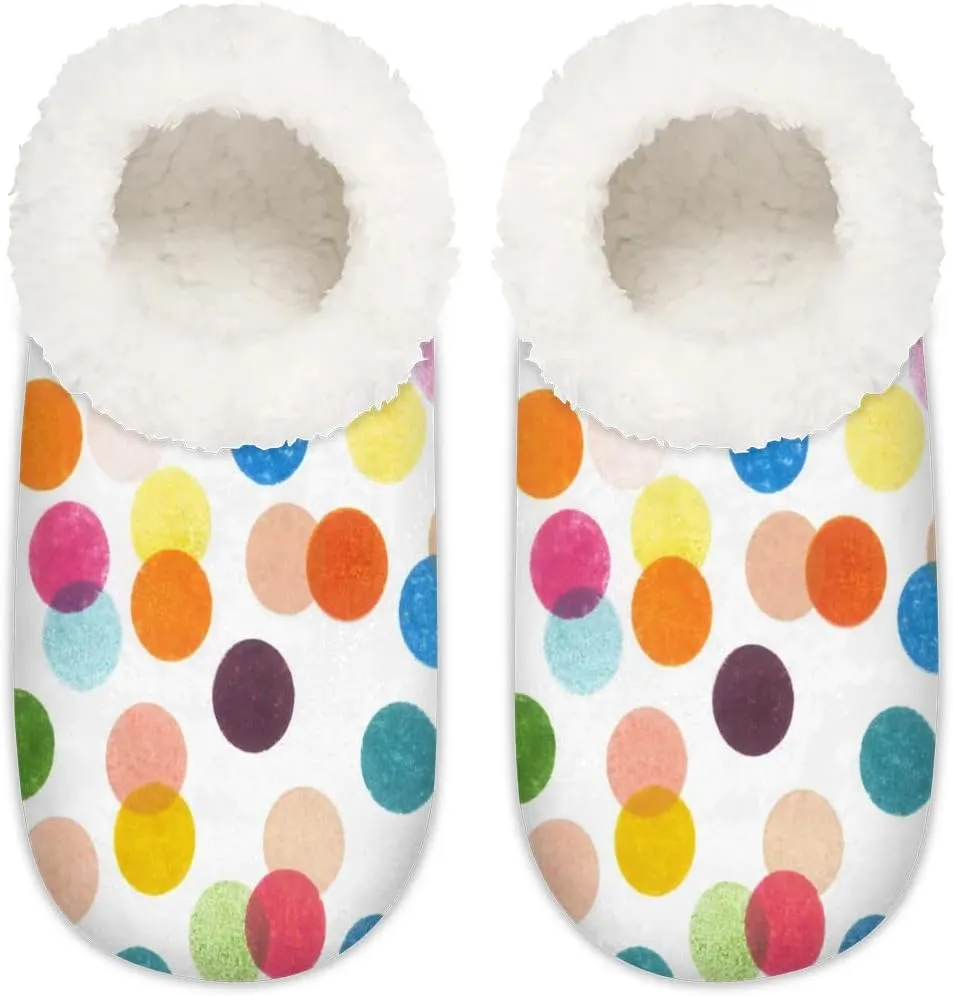 Slippers for Women Polka Dot Red Warm Soft Cozy Warm House Slipper