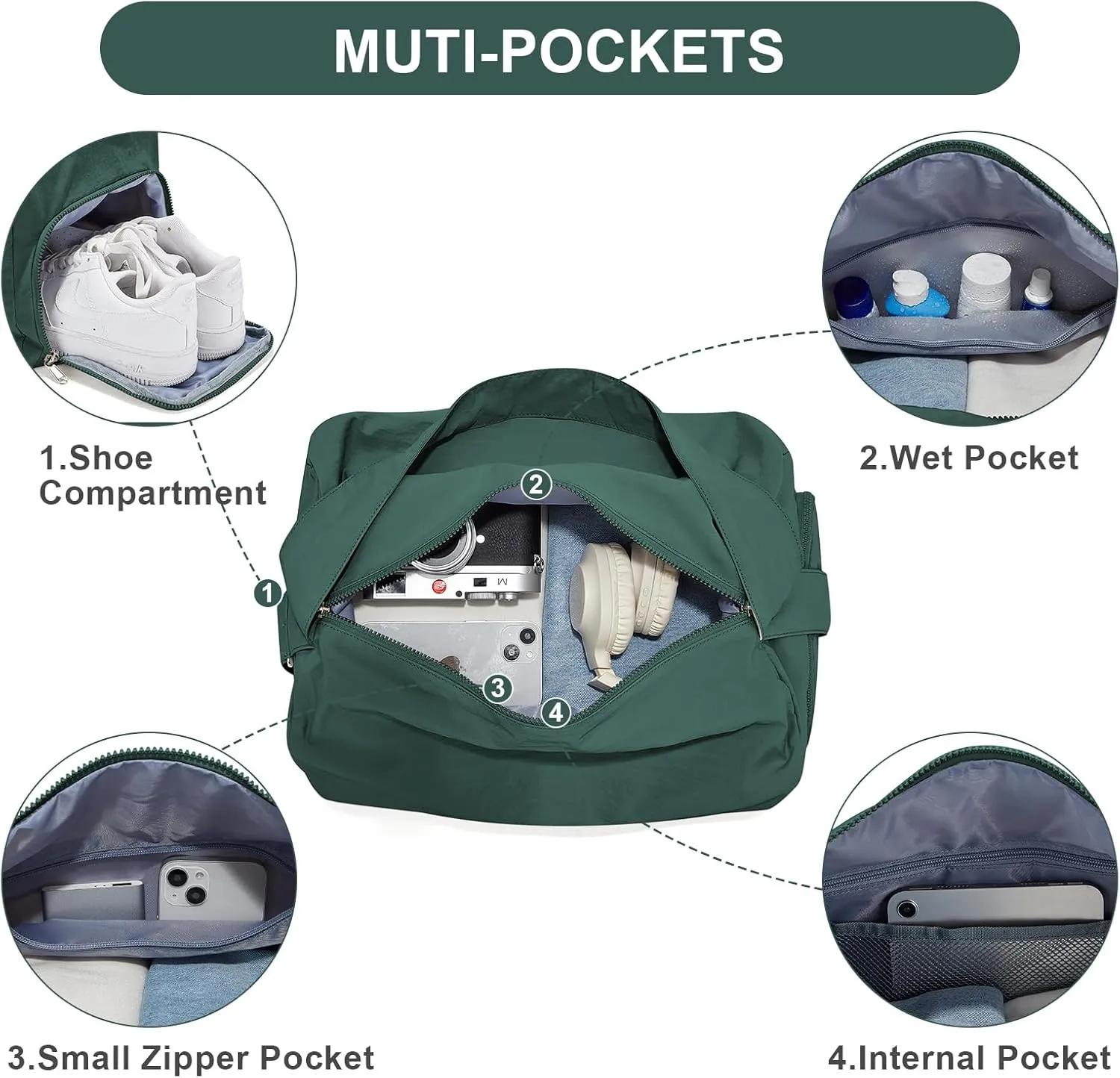 Small Gym Bag for Women Lightweight Carry on Gym Tote Bag, Workout Sport Duffle Bag with Shoe Compartment,Crossbody Shoulder Travel Bag for Swim, Yoge, Dance