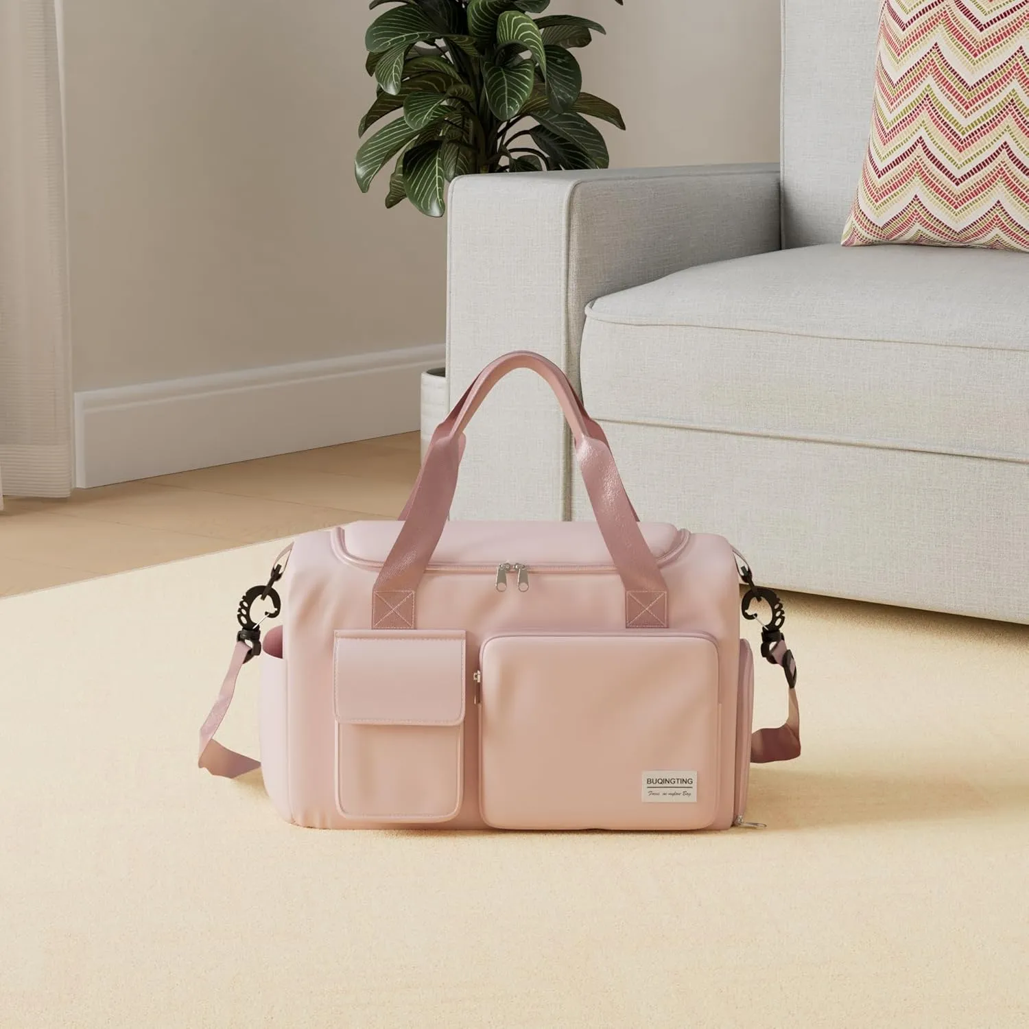 Small Gym Bag for Women, Travel Duffle Bag Carry On Weekender Bag with Shoe Compartment