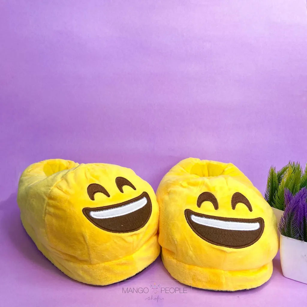 Smiling Emoji Plush Slippers