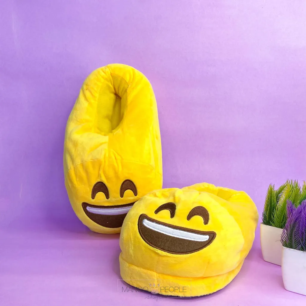 Smiling Emoji Plush Slippers