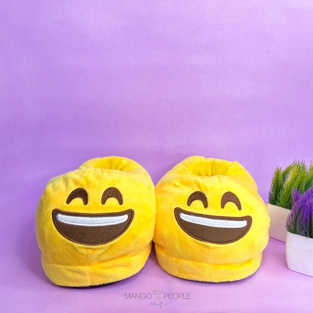 Smiling Emoji Plush Slippers