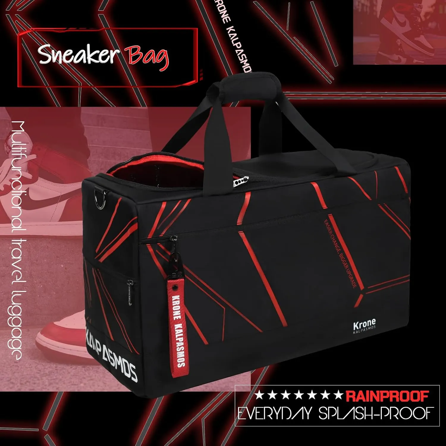 Sneaker Bag, Sport Duffel Bag for Men Women, Gym Bag, Gear Bag, Krone Kalpasmos Versatile Travel Duffel Bag with 3 Removable Dividers